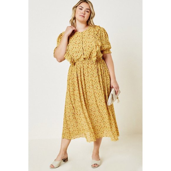 Hayden Dresses & Skirts - Hayden Yellow Floral Midi Dress NWT